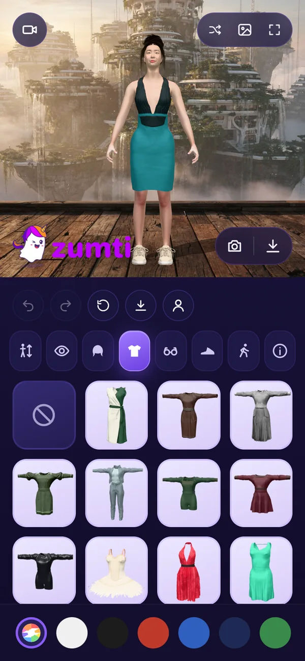The Zumti Avatar wardrobe on a phone