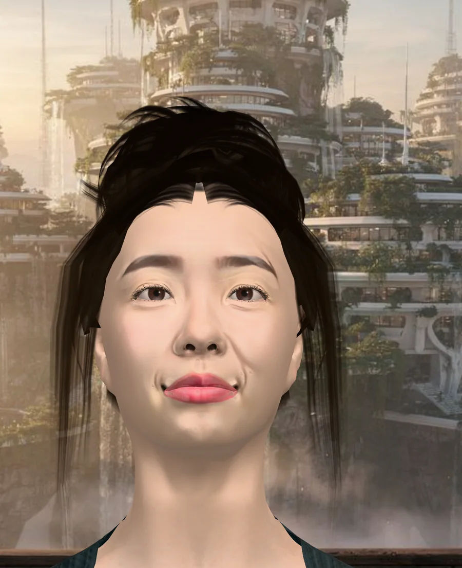 A 3D head of a young woman built from photos