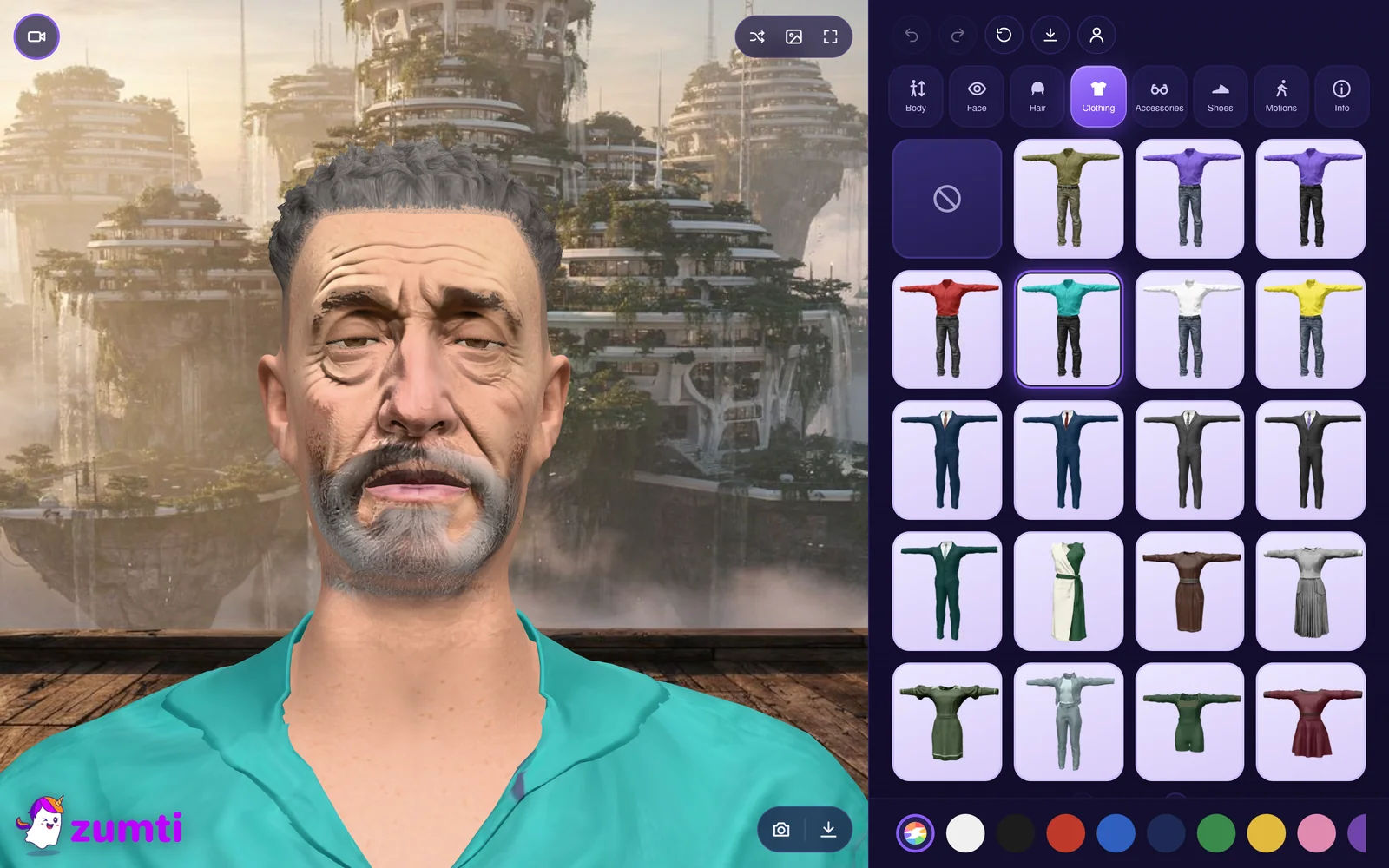 Choosing an outfit for a 3D avatar
