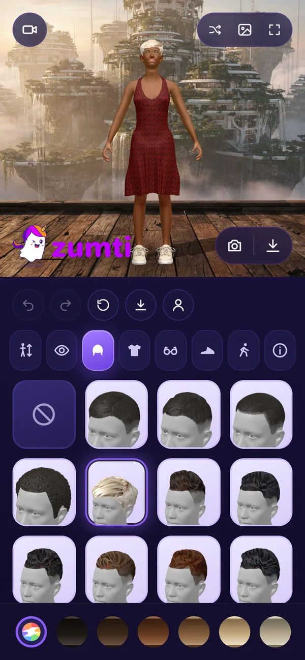 Choosing a hairstyle on a phone
