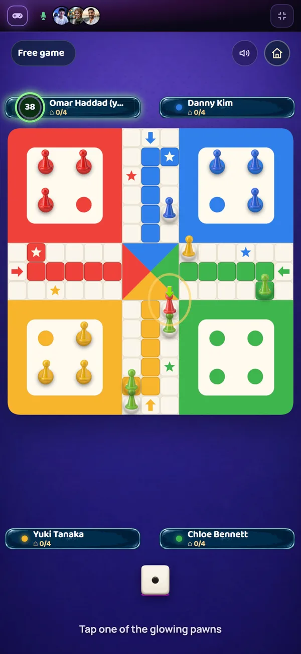 Ludo played on a phone
